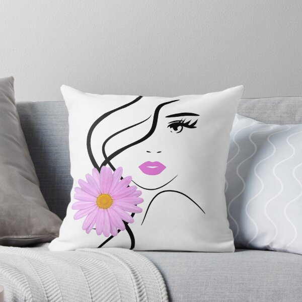 Item preview, Pretty Girl Face Pink Marguerite Flower White Black Shapes Mania designed and sold by Shapes-Mania.