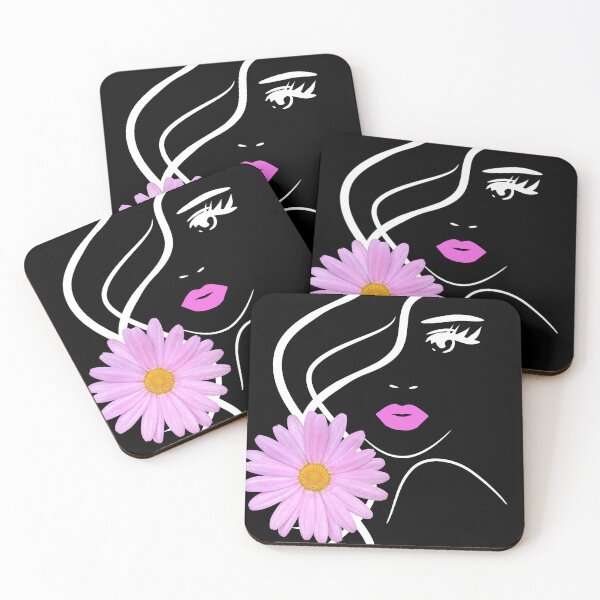 Item preview, Pretty Girl Face Pink Marguerite Black White Shapes Mania designed and sold by Shapes-Mania.