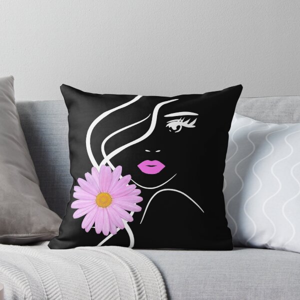 Item preview, Pretty Girl Face Pink Marguerite Black White Shapes Mania designed and sold by Shapes-Mania.