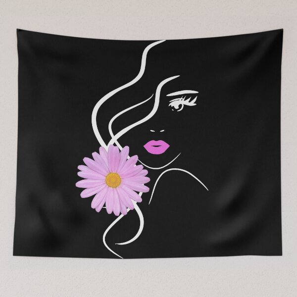 Item preview, Pretty Girl Face Pink Marguerite Black White Shapes Mania designed and sold by Shapes-Mania.