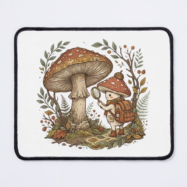 Item preview, Cute Mushroom Hunter Sticker - Cottagecore Mycology Forest Exploration Art designed and sold by DuckOddity.