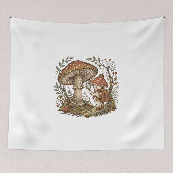 Item preview, ​Cute Mushroom Hunter Sticker - Cottagecore Mycology Forest Exploration Art designed and sold by DuckOddity.