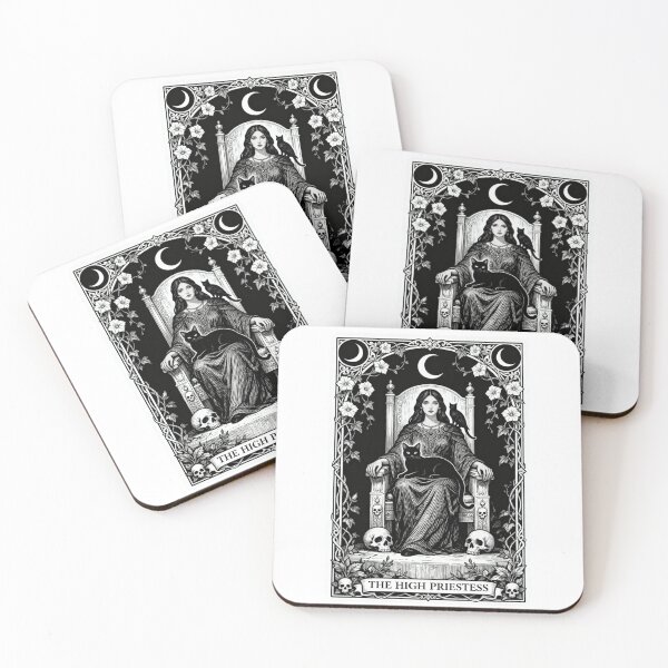 Item preview, The High Priestess Tarot Card Gothic Cat Art designed and sold by SedaMythica.
