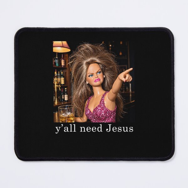 Item preview, Y'all Need Jesus Disgusted Doll Meme Face designed and sold by charoen-design.