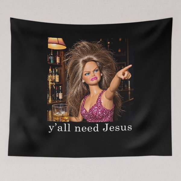 Item preview, Y'all Need Jesus Disgusted Doll Meme Face designed and sold by charoen-design.