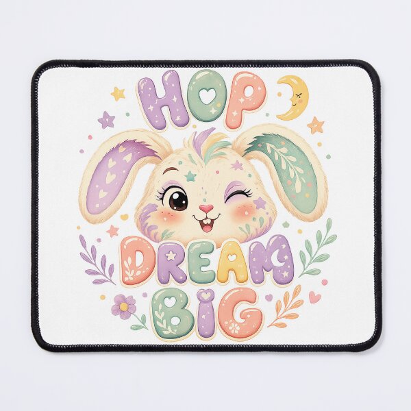 Item preview, Hop Dream Big Cute Bunny Pastel Kawaii Inspirational Quote Art Design designed and sold by inkoutninja.