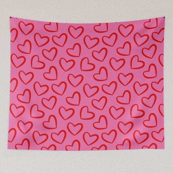 Item preview, Red Heart Outlines Pink Seamless Pattern designed and sold by quickkdesign.