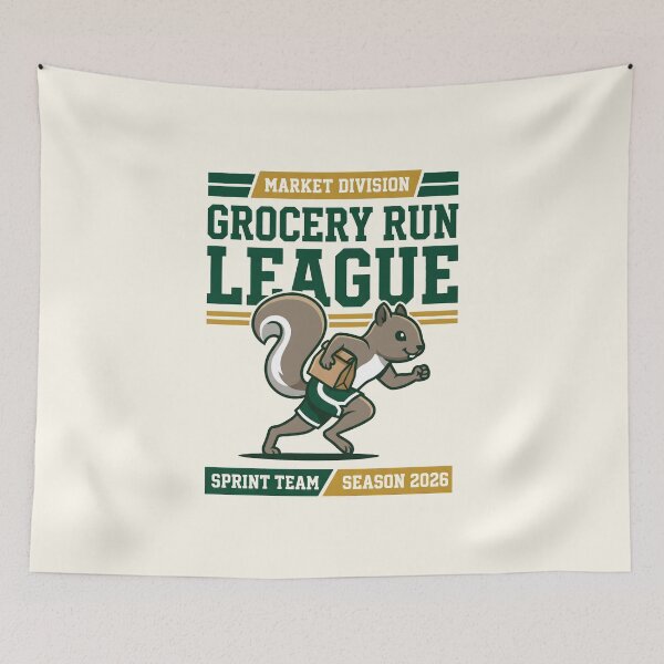 Item preview, Grocery Run League Squirrel Athletic Mascot Graphic designed and sold by SplashTastic.