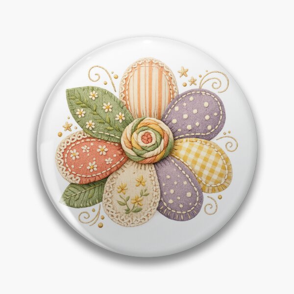Item preview, Patchwork Flower Quilted Fabric Floral Cottagecore Sewing Craft Art designed and sold by inkoutninja.