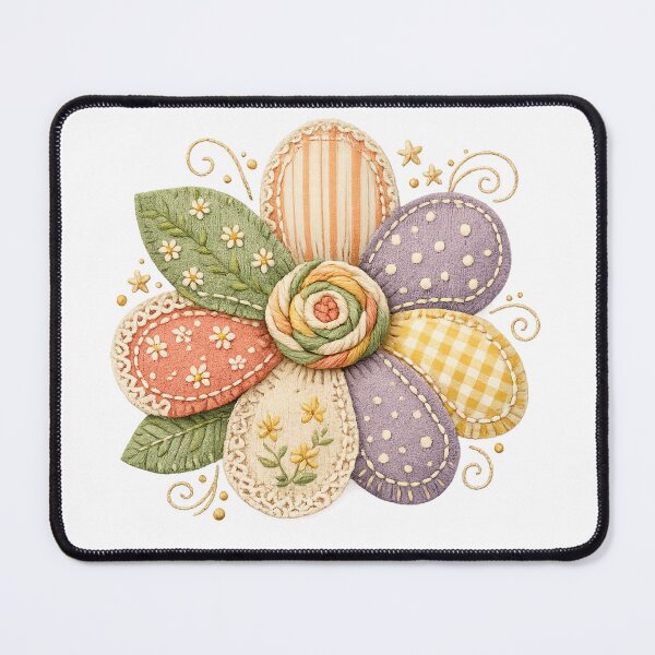 Item preview, Patchwork Flower Quilted Fabric Floral Cottagecore Sewing Craft Art designed and sold by inkoutninja.