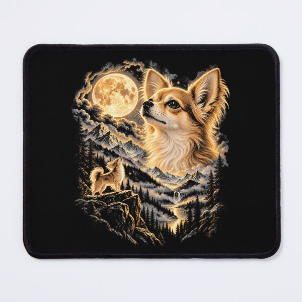 Item preview, Long Haired Chihuahua Under a Golden Moon designed and sold by VioletNance.