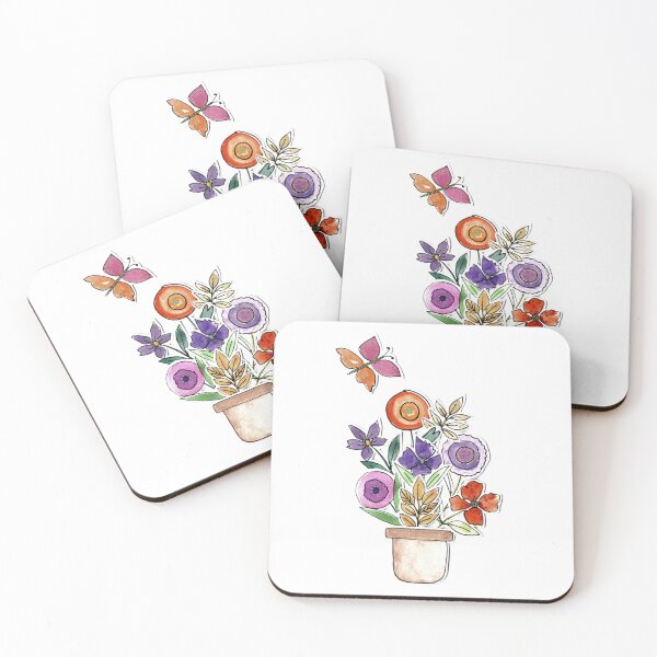 Item preview, Whimsical Colorful Flowers and Clay Pot Watercolor Art - Cute Nursery Wall Decor designed and sold by Orly Fuchs Galchen.