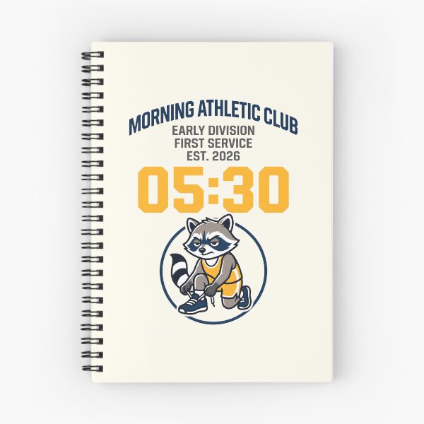 Item preview, Morning Athletic Club Early Bird 05:30 Raccoon Fitness Humor designed and sold by SplashTastic.