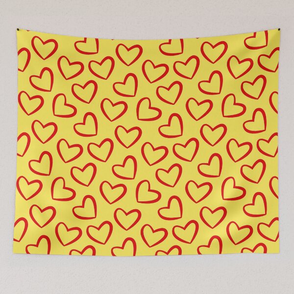 Item preview, Red Heart Outlines Yellow Seamless Pattern designed and sold by quickkdesign.
