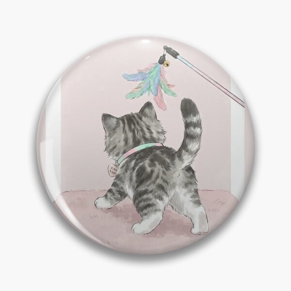 Item preview, Kam Kam the Tabby Cat - Feather Playtime Art designed and sold by PetalsPaws.