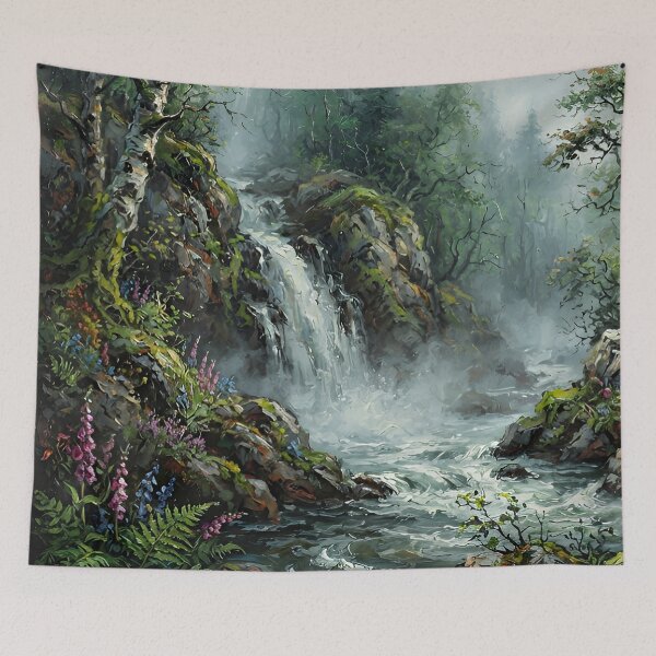 Item preview, Enchanted Forest Waterfall – Mystical Woodland River Landscape designed and sold by cr6zym1nd.