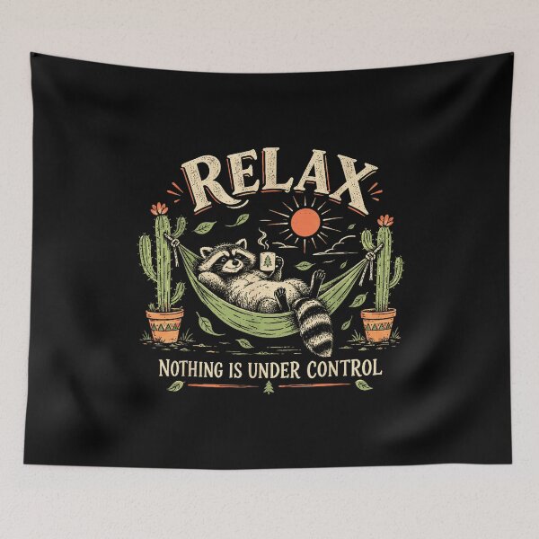 Item preview, Relax Raccoon in a Hammock With Coffee designed and sold by VioletNance.