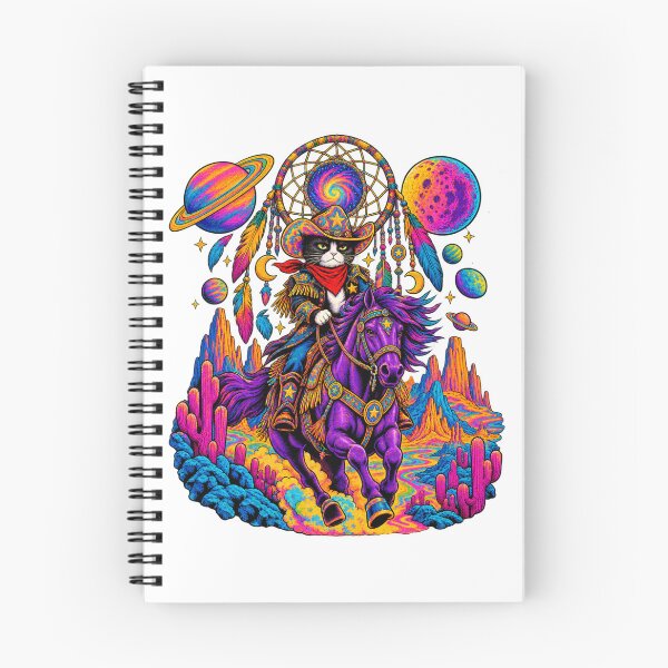 Item preview, Psychedelic Cowboy Cat Riding a Purple Horse – Cosmic Western Pop Art designed and sold by UrbanStatic.