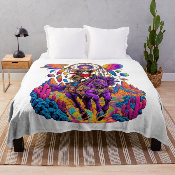 Item preview, Psychedelic Cowboy Cat Riding a Purple Horse – Cosmic Western Pop Art designed and sold by UrbanStatic.