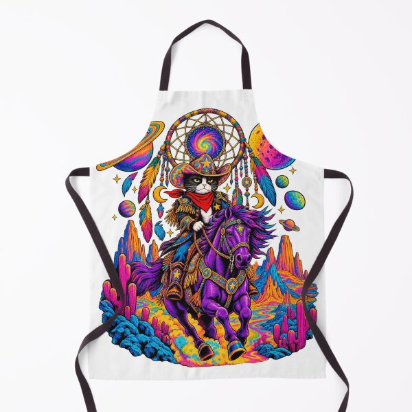 Item preview, Psychedelic Cowboy Cat Riding a Purple Horse – Cosmic Western Pop Art designed and sold by UrbanStatic.