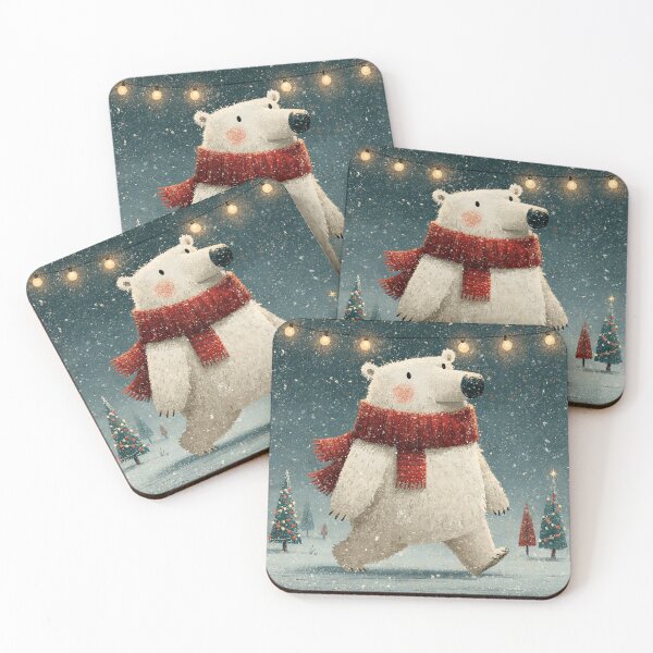 Item preview, Cute Polar Bear in Red Scarf at Christmas designed and sold by Hoity-Toity.