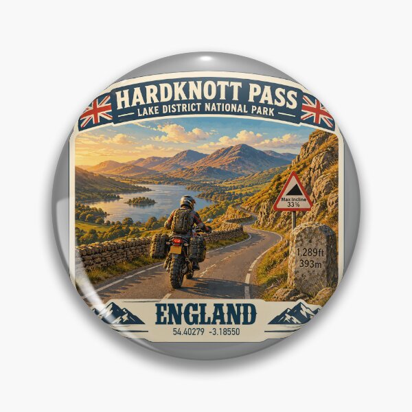 Item preview, Hardknott Pass England Lake District Motorcycle Sticker TShirt 07 designed and sold by OuterShellUK.