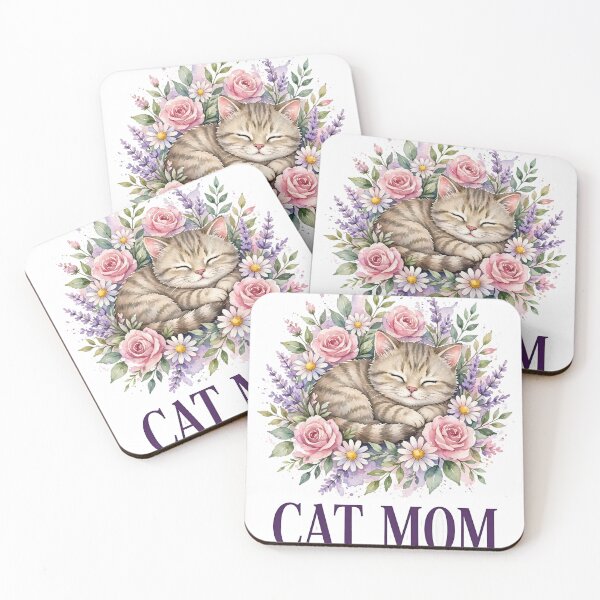 Item preview, Cat Mom Watercolor Floral T-Shirt | Cute Cat Lover Gift for Women designed and sold by Wonderland Graphics.