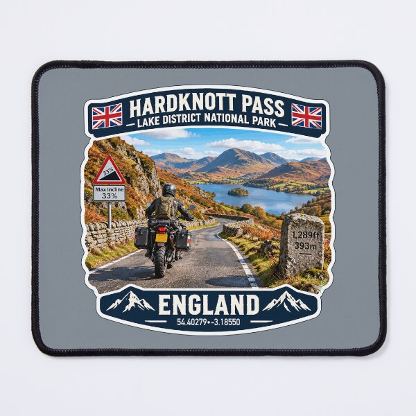 Item preview, Hardknott Pass England Lake District Motorcycle Sticker TShirt 08 designed and sold by OuterShellUK.