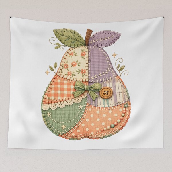 Item preview, Patchwork Pear Quilted Fabric Cottagecore Sewing Craft Art Design designed and sold by inkoutninja.