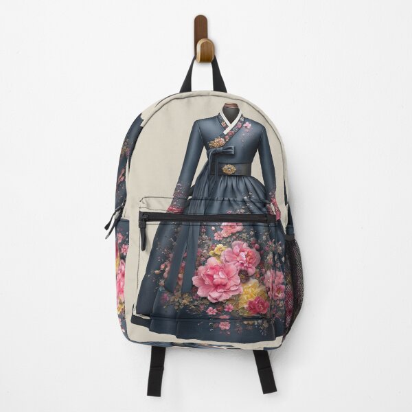 Item preview, Elegant Dark Blue Floral Hanbok Dress Art designed and sold by colorful-white.