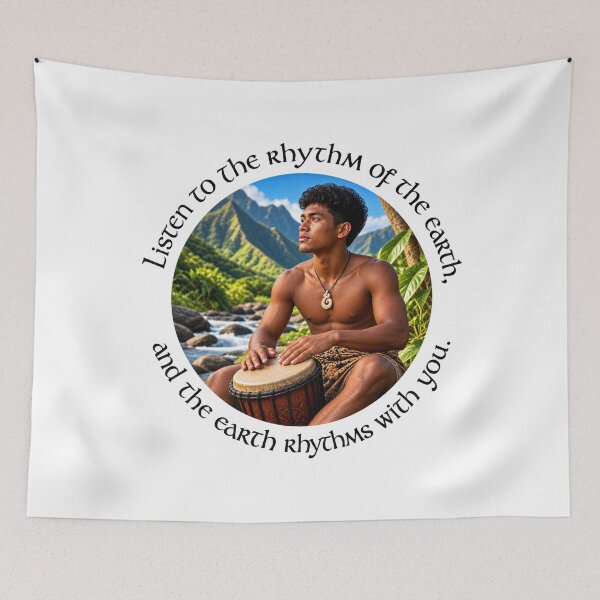 Item preview,  Polynesian Nature Proverb - Listen to the rhythm of the earth | Pacific Art designed and sold by ShakaLife.org.