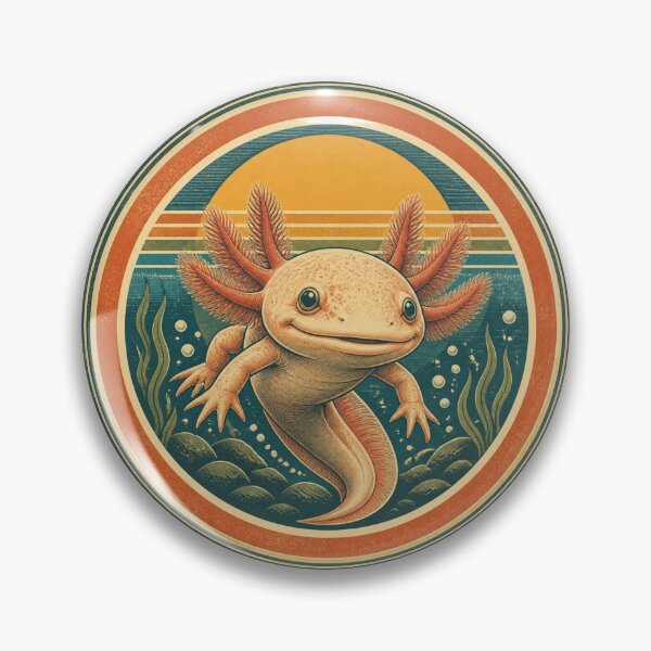 Item preview, Cute Axolotl Retro Vintage Badge Wall Art Poster designed and sold by Coco Zone .