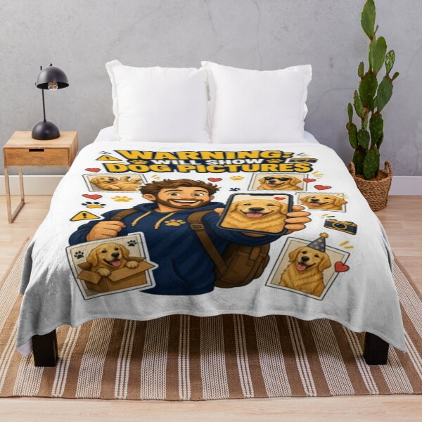 Item preview, Warning Will Show Dog Pictures – Funny Golden Retriever designed and sold by ClaussShop.