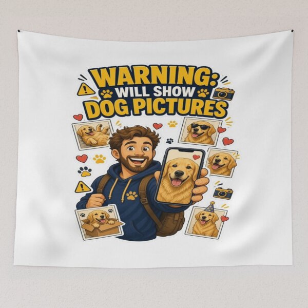 Item preview, Warning Will Show Dog Pictures – Funny Golden Retriever designed and sold by ClaussShop.