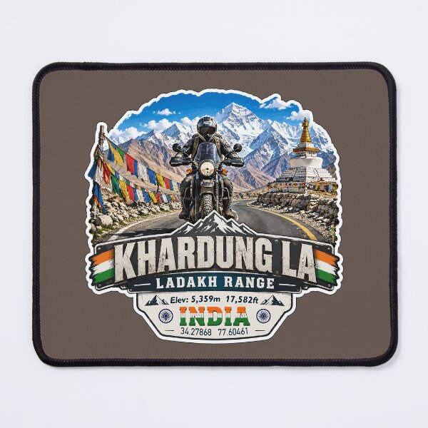 Item preview, Khardung La India Ladakh Range Motorcycle Sticker TShirt 02 designed and sold by OuterShellUK.