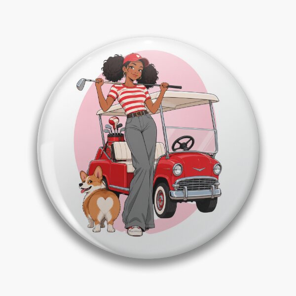 Item preview, Cute Girl Golfer and Fluffy Corgi designed and sold by Huy Vo Hand-Drawn Art.
