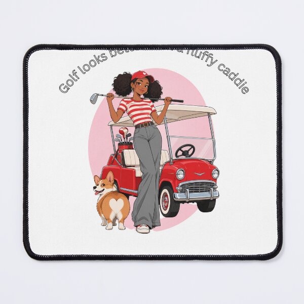 Item preview, Cute Girl Golfer and Fluffy Corgi designed and sold by Huy Vo Hand-Drawn Art.