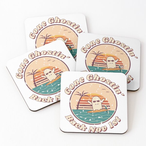 Item preview, Gone Ghostin Retro Sunset Halloween Surf Ghost designed and sold by somebasic.