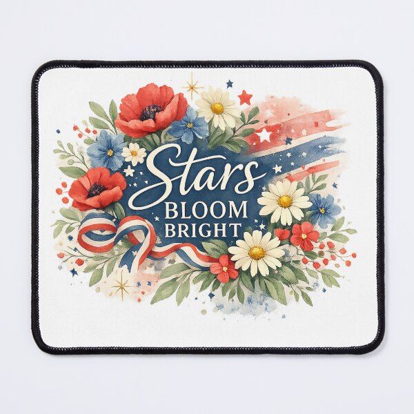 Item preview, Stars Bloom Bright Patriotic Floral Red White Blue Americana Art Design designed and sold by inkoutninja.