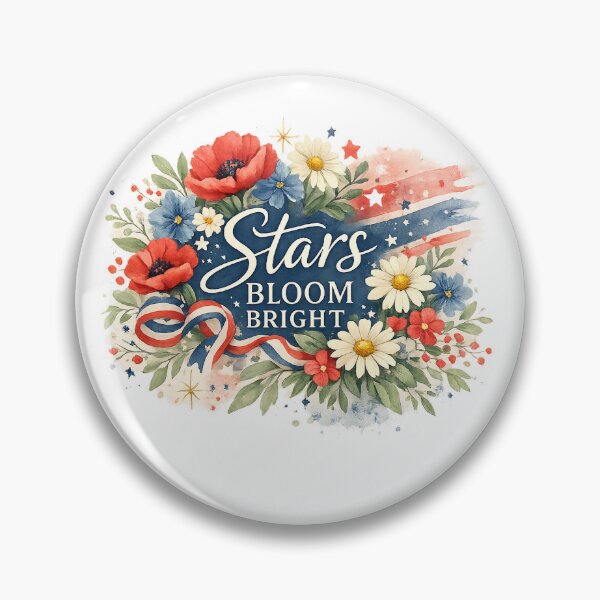 Item preview, Stars Bloom Bright Patriotic Floral Red White Blue Americana Art Design designed and sold by inkoutninja.