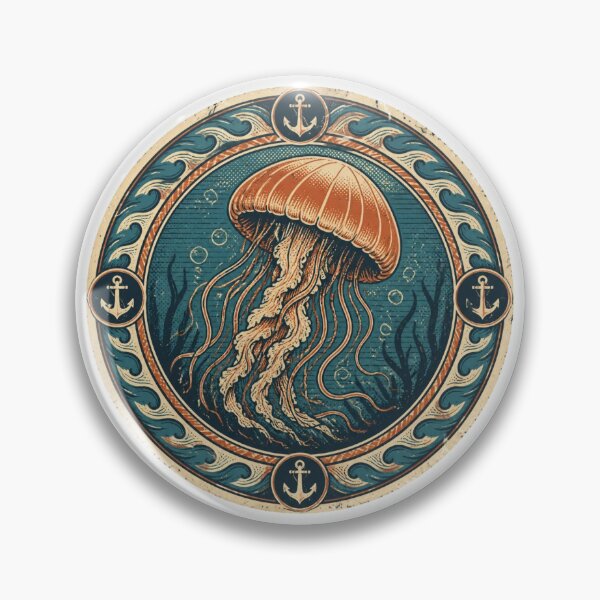 Item preview, Vintage Nautical Jellyfish Retro Badge Poster designed and sold by Coco Zone .
