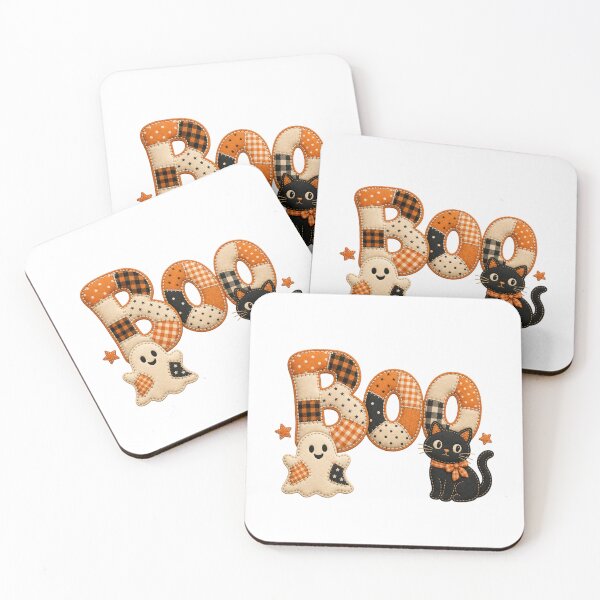 Item preview, Boo Cute Vintage Ghost Black Cat Halloween Art designed and sold by SedaMythica.