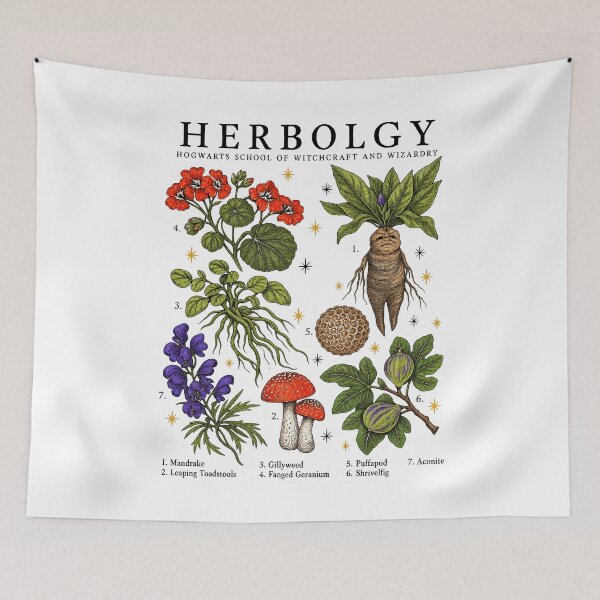Item preview, Herbology Vintage Botanical Chart Mystical Plants Witch Garden Graphic designed and sold by LunaBeautiful.