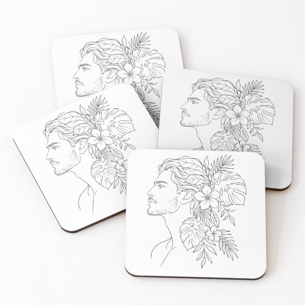 Item preview, Botanical Man Portrait – Tropical Floral Line Art designed and sold by masterart.12.