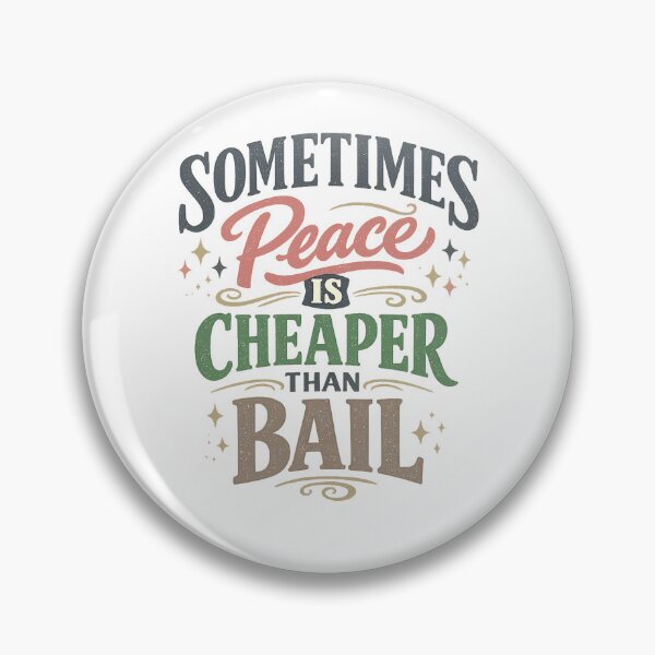 Item preview, Sometimes Peace Is Cheaper Than Bail Funny Sarcastic Quote Retro Typography designed and sold by inkoutninja.