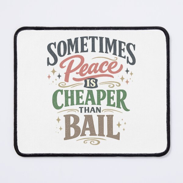Item preview, Sometimes Peace Is Cheaper Than Bail Funny Sarcastic Quote Retro Typography designed and sold by inkoutninja.