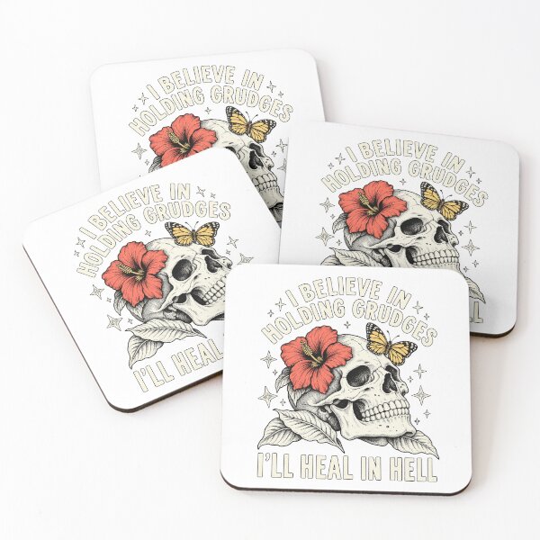 Item preview, I Believe In Holding Grudges Sarcastic Floral Skull Butterfly Graphic designed and sold by ZephyrCove.