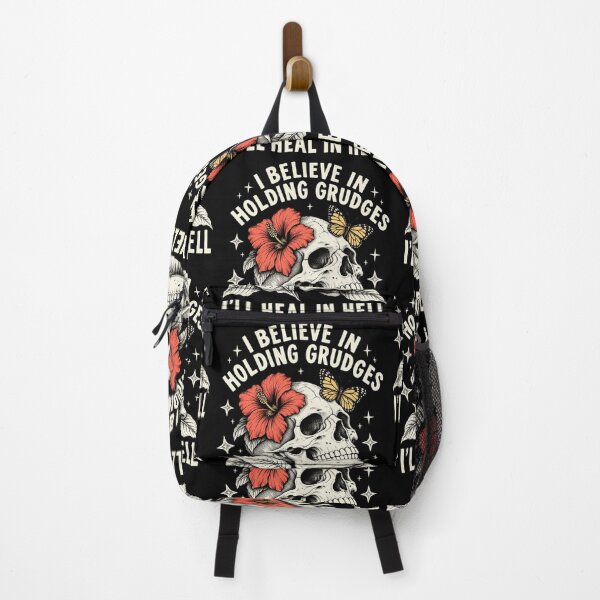 Item preview, I Believe In Holding Grudges Sarcastic Floral Skull Butterfly Graphic designed and sold by ZephyrCove.