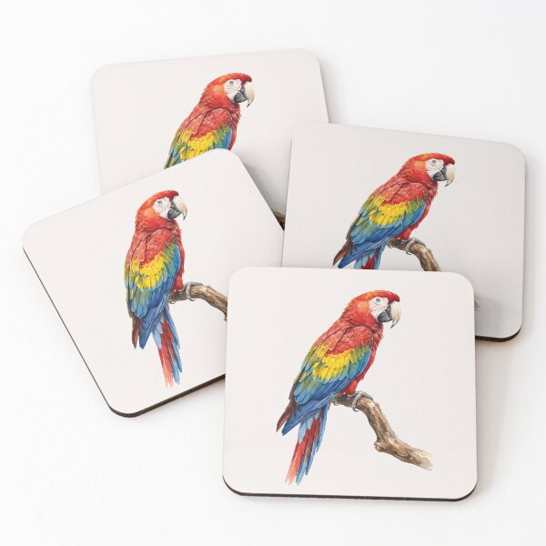 Item preview, Realistic Scarlet Macaw Parrot Watercolor Tropical Bird Art designed and sold by VibeShift Studio.