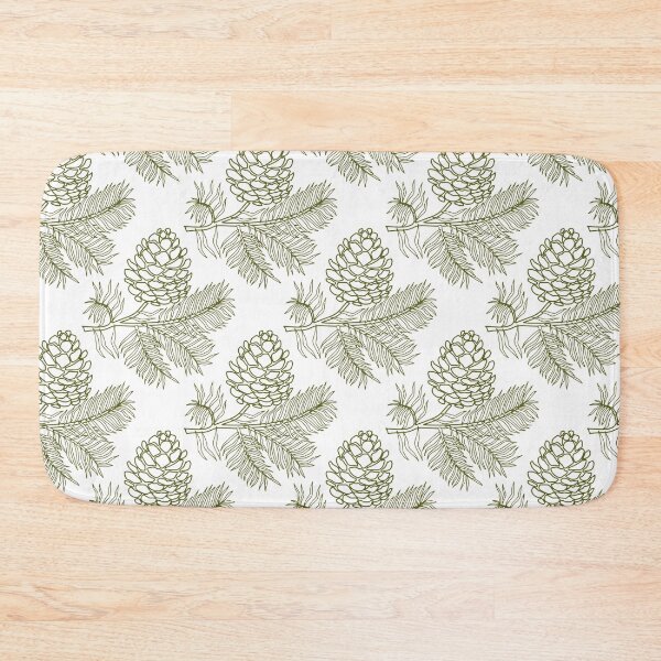 Item preview, White Background Pine Cone and Botanical Leaves Seamless Pattern designed and sold by ​Jyoti Digital Artist.